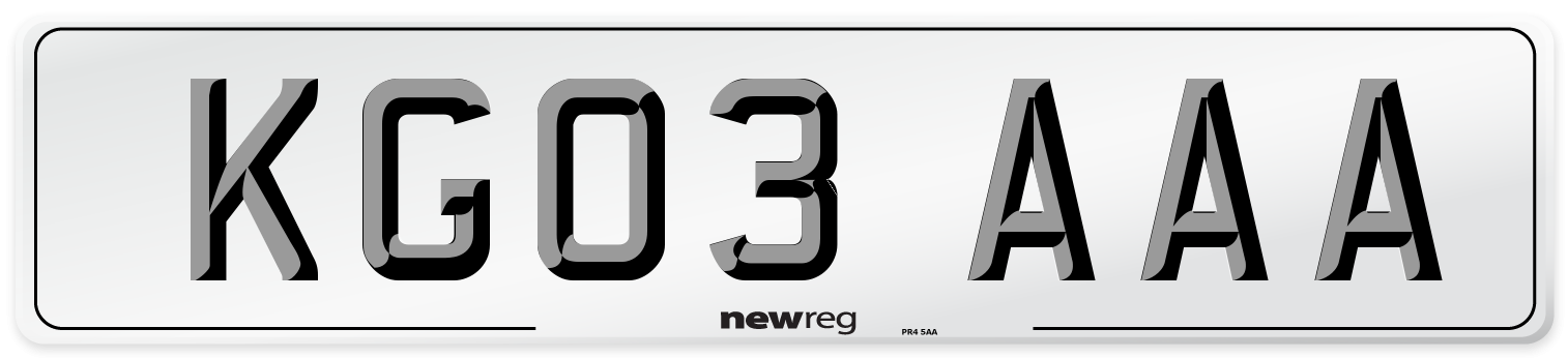 KG03 AAA Number Plate from New Reg